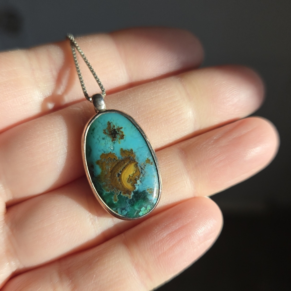 Chrysocolla Chalcedony Pendant Necklace